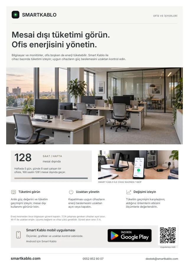 Smart Kablo ofis broşürü: mesai dışı enerji tüketiminin takibi