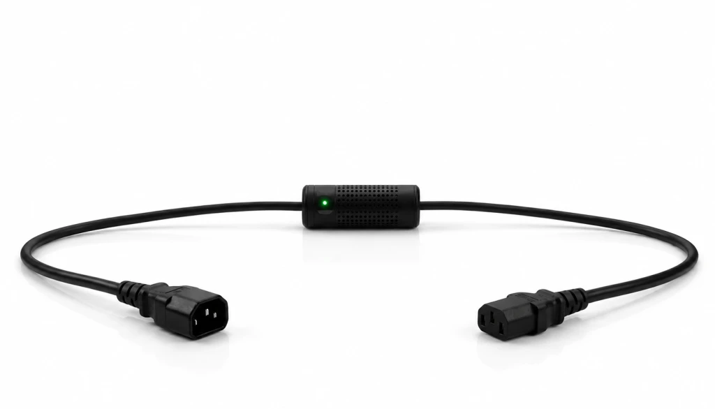 Kontrol modülü kablonun ortasında bulunan C14 C13 Smart Kablo tam ürün görünümü