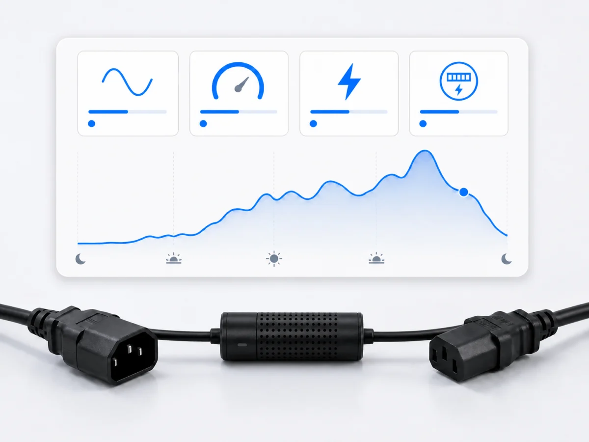 85 mm uzunluk ve 27 mm çap ölçeğindeki Smart Kablo modülü ile canlı elektrik ölçümü ve 24 saatlik tüketim grafiği