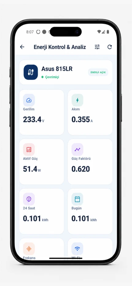 Smart Kablo mobil uygulaması canlı ölçüm ekranı